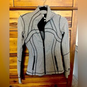 Lululemon zip up jacket, herringbone (gray/black)
